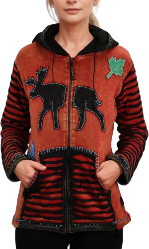 Agan Traders 2025 Spring Patch Funky Fleece Insulated Bohemian Outwear Winter Jacket