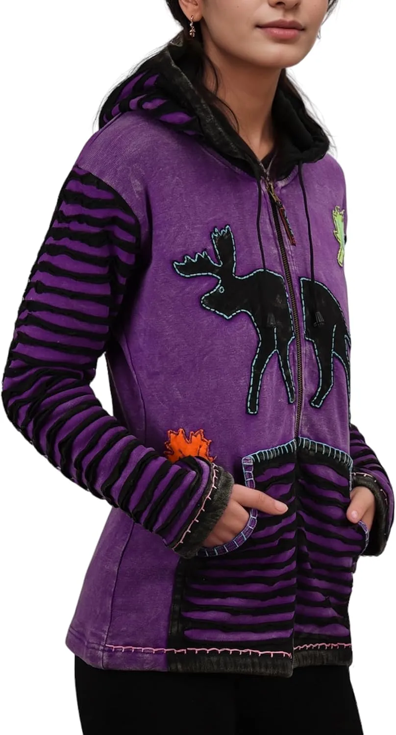 Agan Traders 2025 Spring Patch Funky Fleece Insulated Bohemian Outwear Winter Jacket