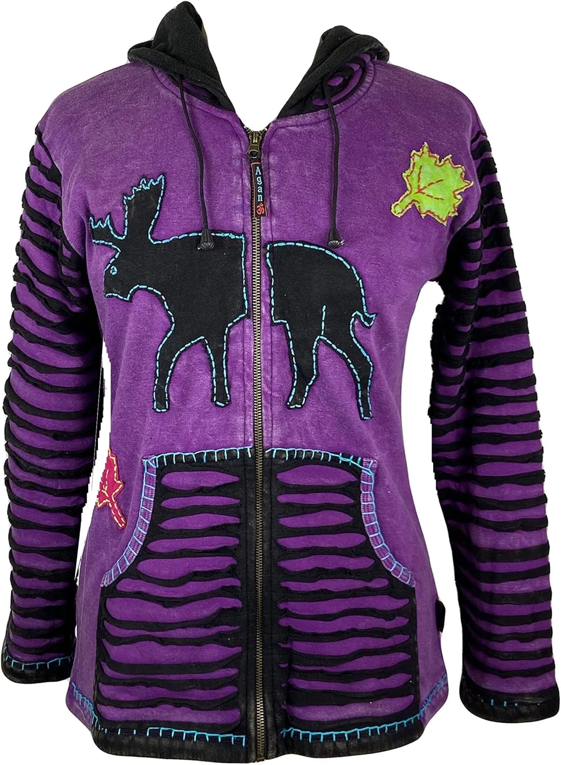 Agan Traders 2025 Spring Patch Funky Fleece Insulated Bohemian Outwear Winter Jacket