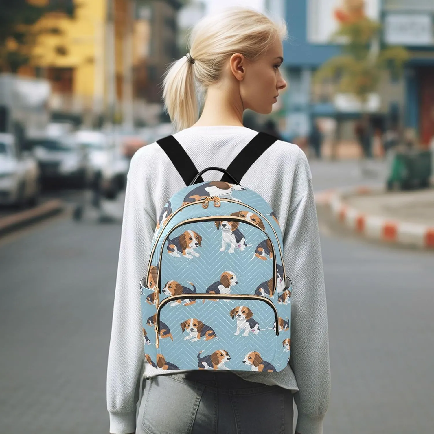 ALAZA Cute Beagle Dog Mini Backpack Purse for Women Travel Bag Lightweight Shoulder Bag Fashion Daypack