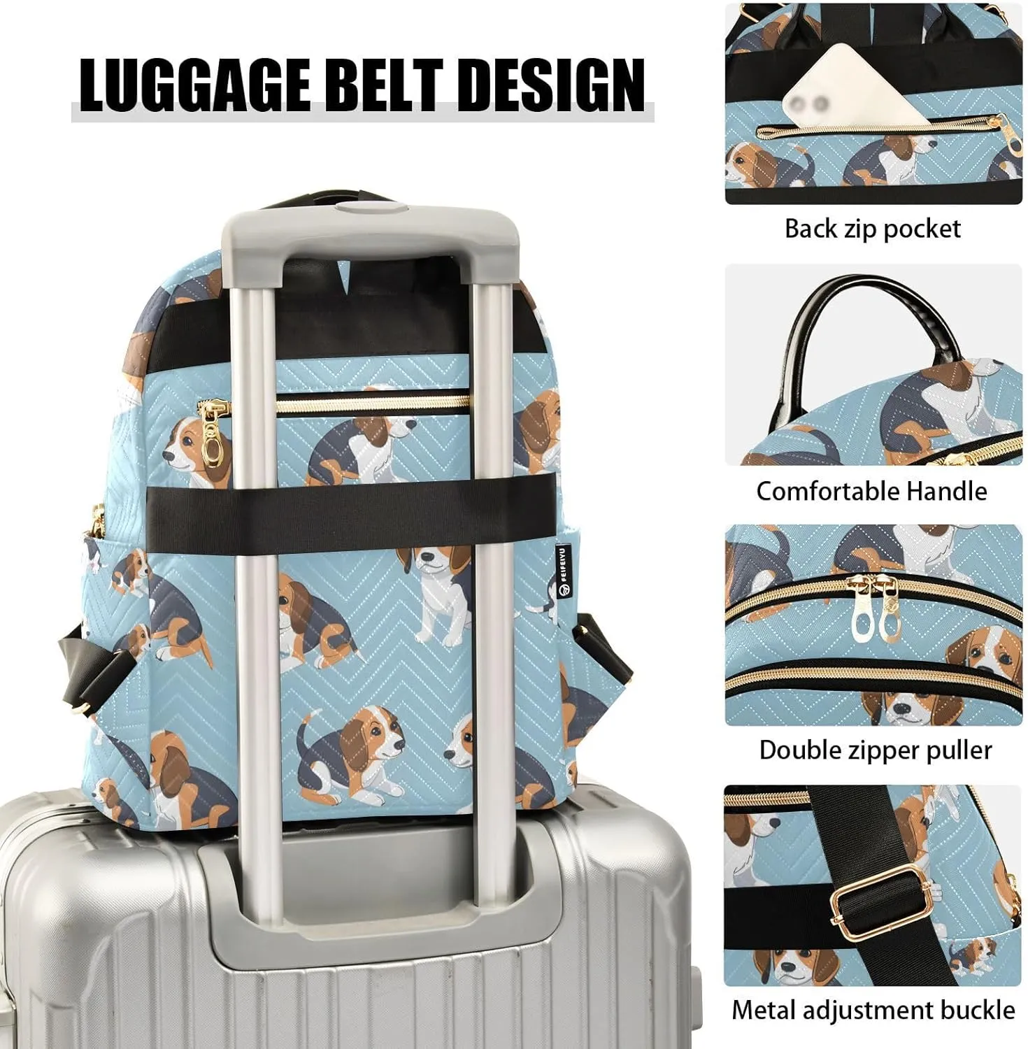 ALAZA Cute Beagle Dog Mini Backpack Purse for Women Travel Bag Lightweight Shoulder Bag Fashion Daypack