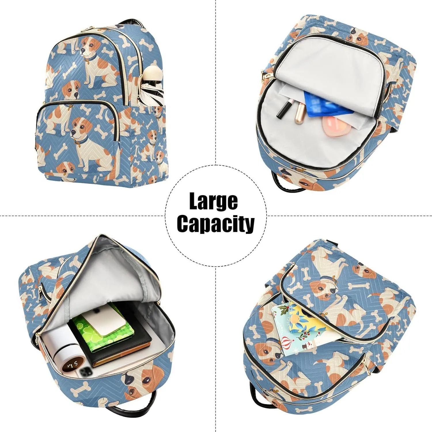 ALAZA Cute Dog and Bones Small Backpack Purse for Women Travel Bag Lightweight Shoulder Bag Fashion Daypack