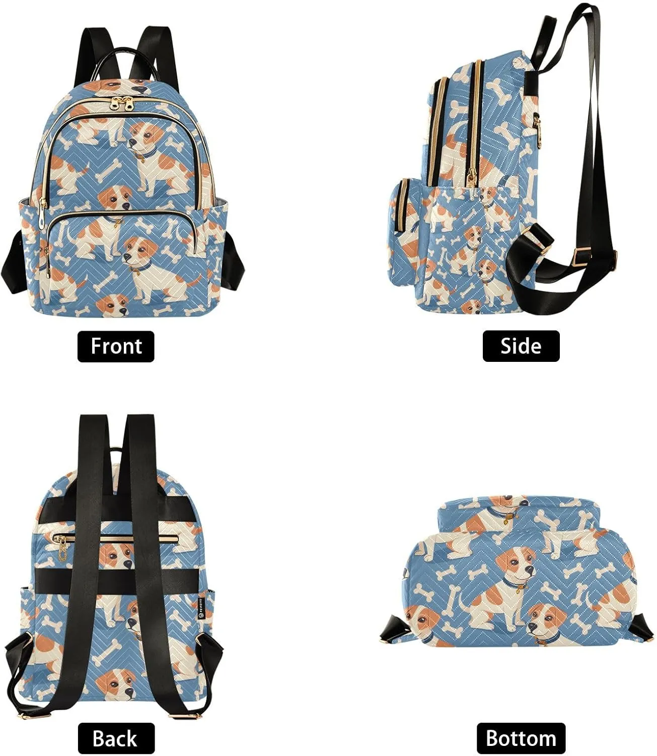 ALAZA Cute Dog and Bones Small Backpack Purse for Women Travel Bag Lightweight Shoulder Bag Fashion Daypack