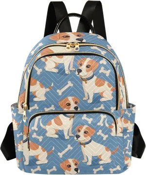 ALAZA Cute Dog and Bones Small Backpack Purse for Women Travel Bag Lightweight Shoulder Bag Fashion Daypack