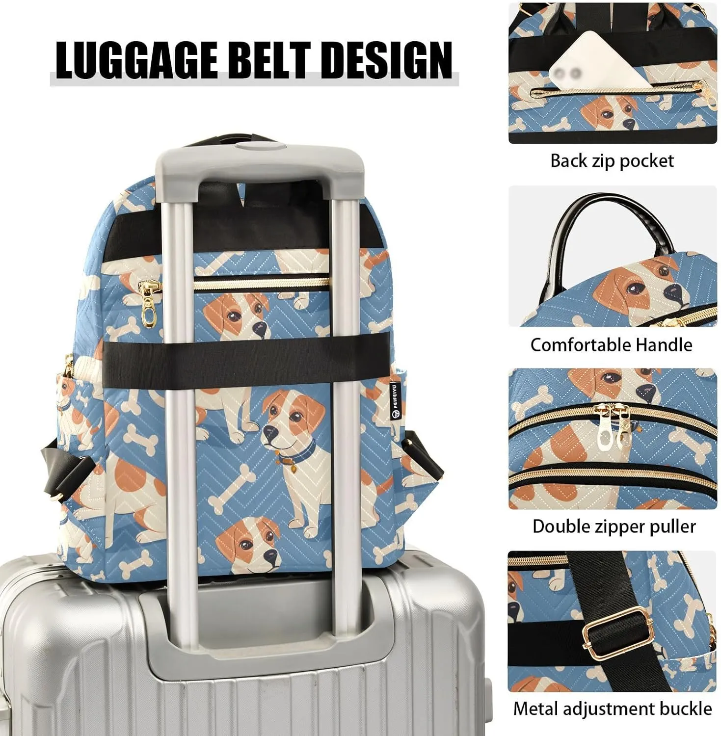 ALAZA Cute Dog and Bones Small Backpack Purse for Women Travel Bag Lightweight Shoulder Bag Fashion Daypack