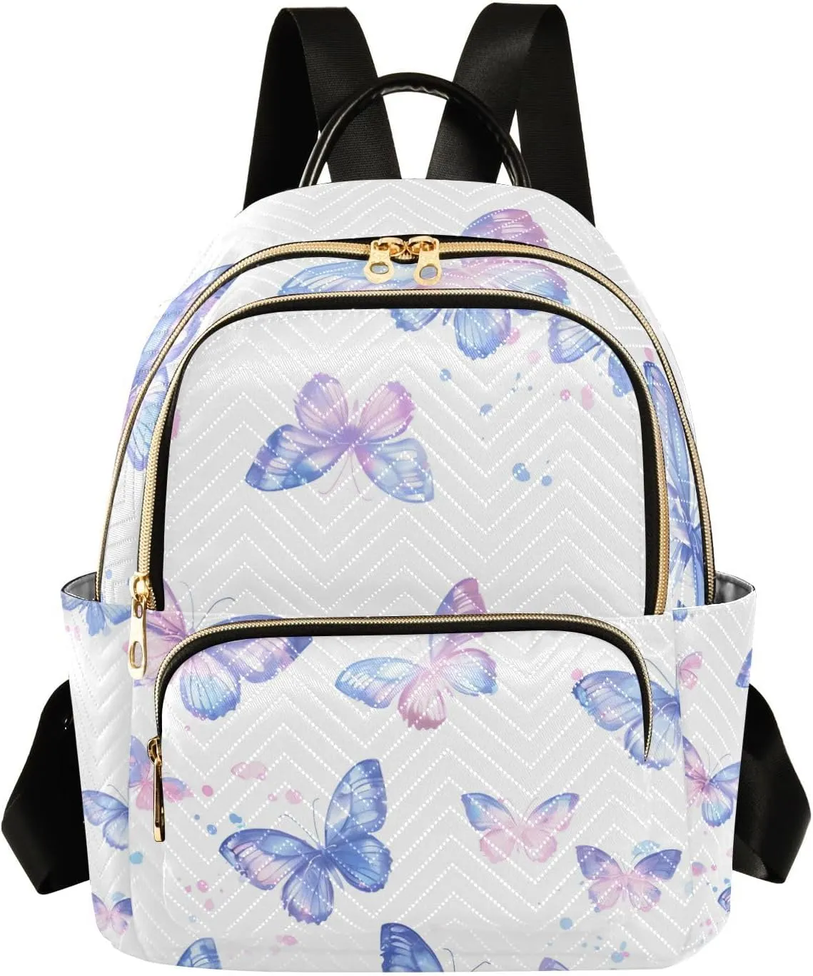ALAZA Light Blue Purple Gradual Butterflies Small Backpack Purse for Women Travel Bag Lightweight Shoulder Bag Fashion Daypack