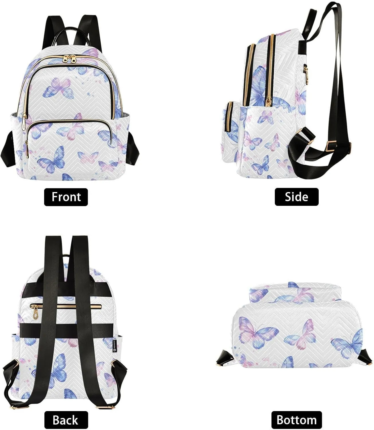 ALAZA Light Blue Purple Gradual Butterflies Small Backpack Purse for Women Travel Bag Lightweight Shoulder Bag Fashion Daypack