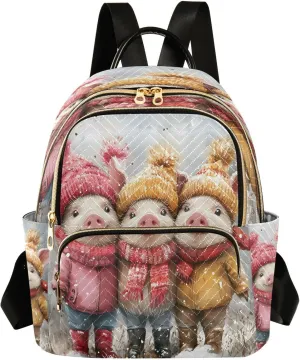 ALAZA Pigs Small Backpack Purse for Women Travel Bag Lightweight Shoulder Bag Fashion Daypack108