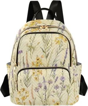 ALAZA Sunlit Garden Flowers Leaves Small Backpack Purse for Women Travel Bag Lightweight Shoulder Bag Fashion Daypack