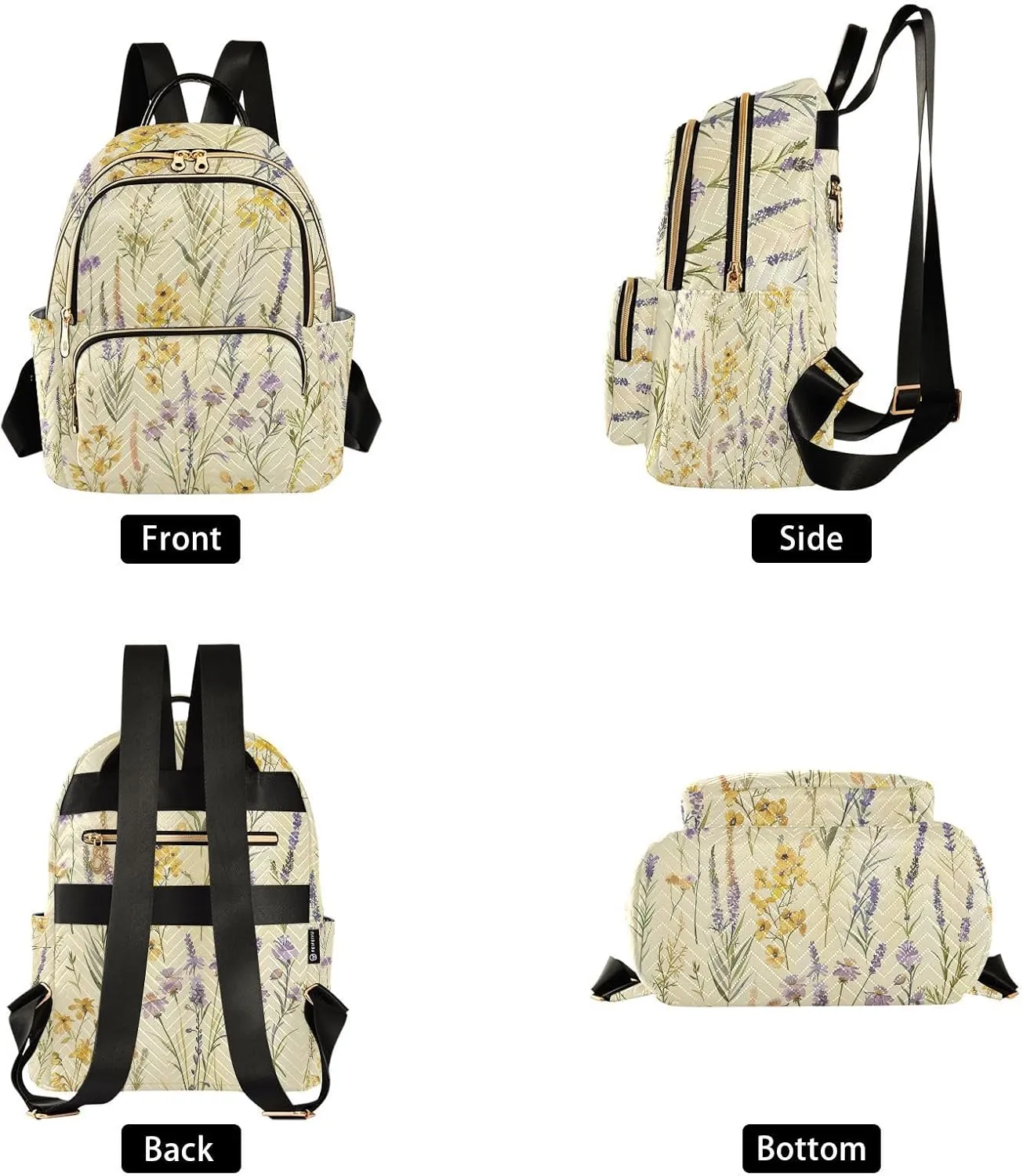ALAZA Sunlit Garden Flowers Leaves Small Backpack Purse for Women Travel Bag Lightweight Shoulder Bag Fashion Daypack