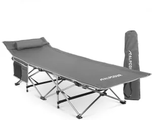 Alpcour Folding Camping Cot – Deluxe Collapsible Single Person Bed in a Bag w/Pillow for Indoor & Outdoor Use – Ultra Lightweight, Comfortable, Heavy Duty Design Holds Adults & Kids Up to 300 Lbs