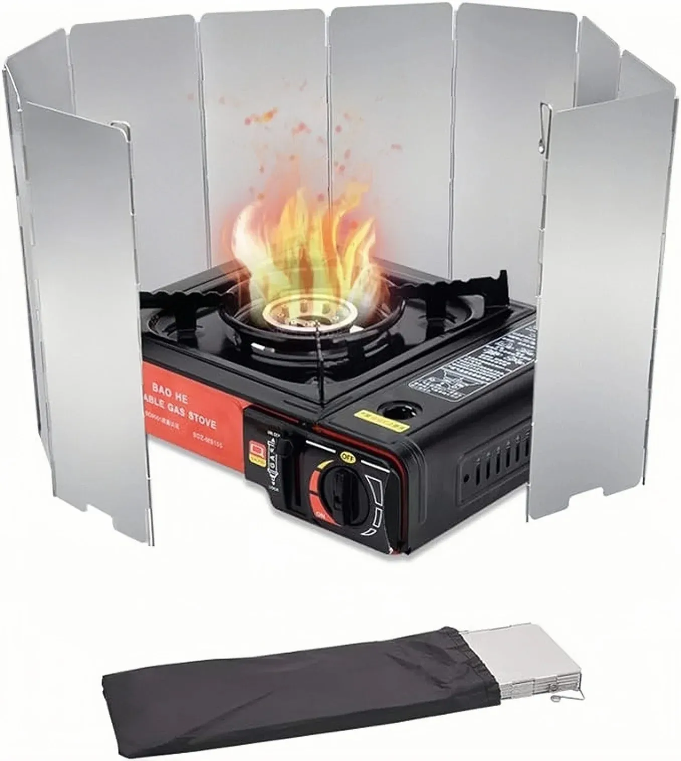 Aluminum Alloy Camping Stove Windscreen – Adjustable Windproof Shield with Storage Bag
