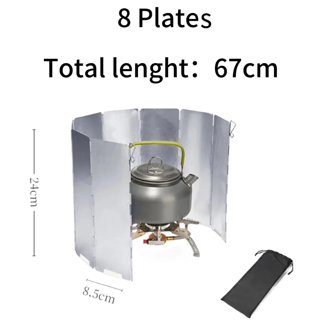 Aluminum Alloy Camping Stove Windscreen – Adjustable Windproof Shield with Storage Bag