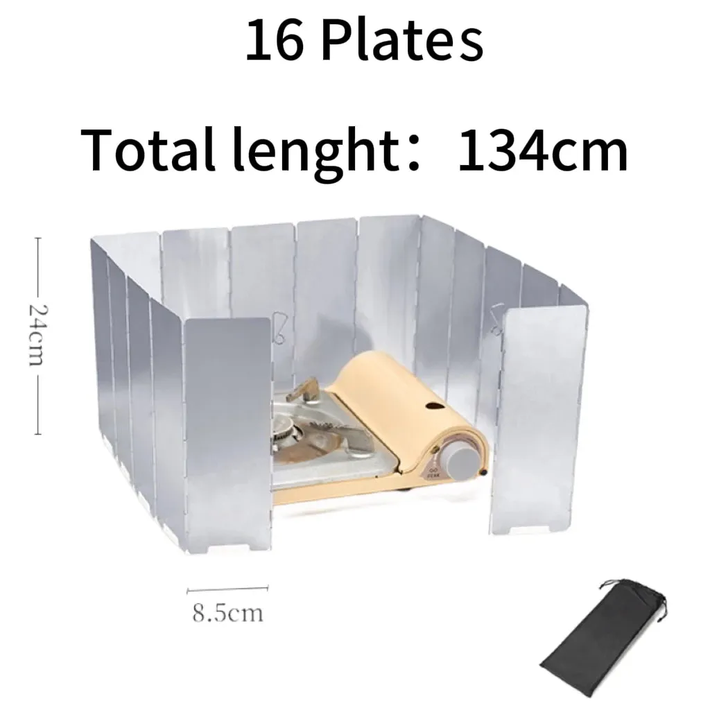 Aluminum Alloy Camping Stove Windscreen – Adjustable Windproof Shield with Storage Bag