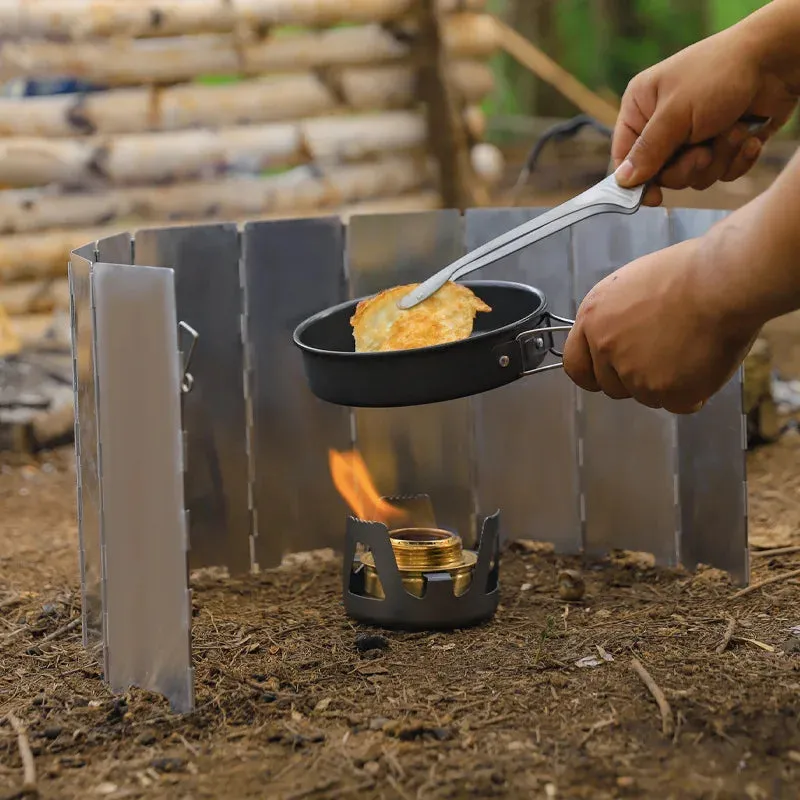 Aluminum Alloy Camping Stove Windscreen – Adjustable Windproof Shield with Storage Bag