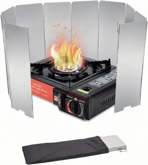Aluminum Alloy Camping Stove Windscreen – Adjustable Windproof Shield with Storage Bag