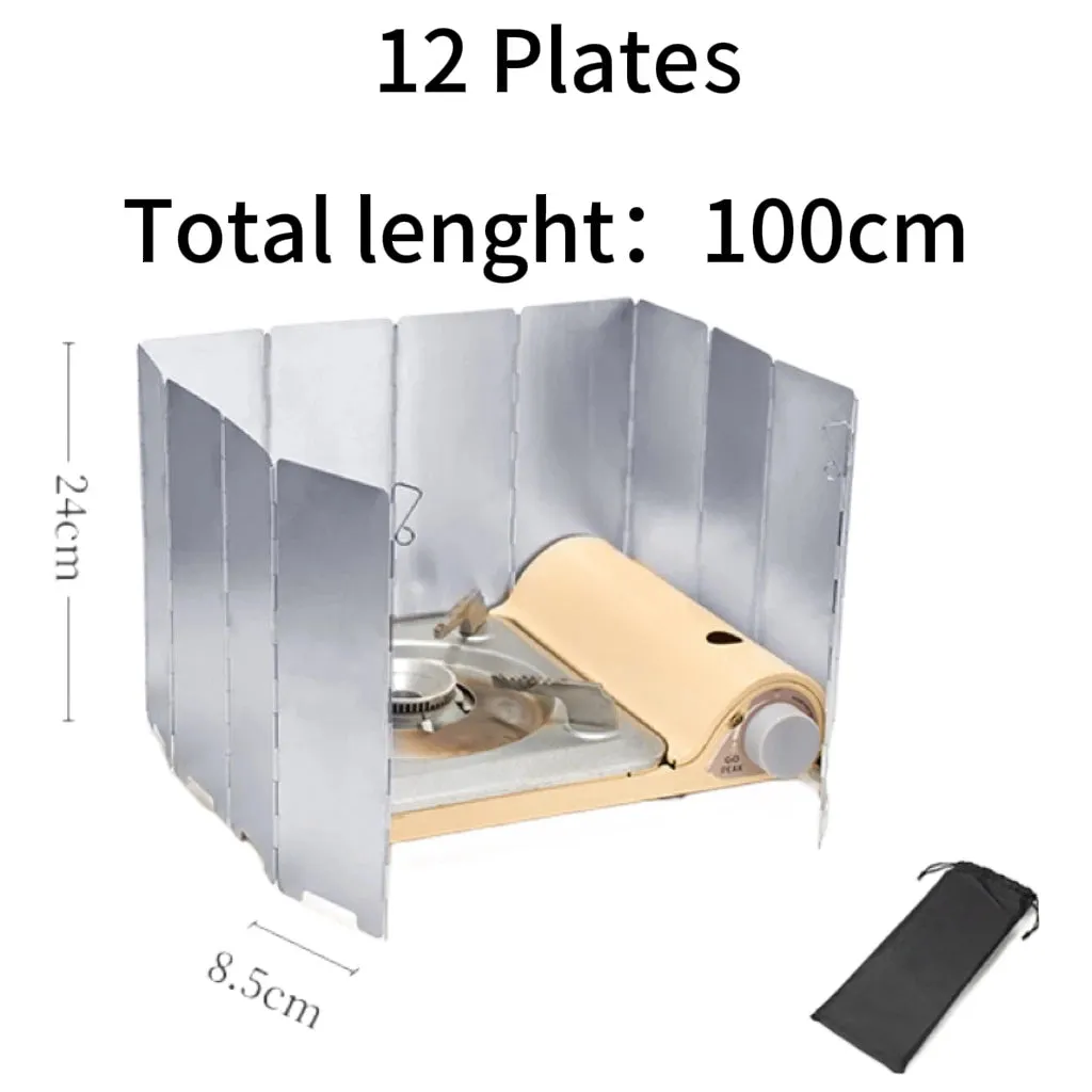 Aluminum Alloy Camping Stove Windscreen – Adjustable Windproof Shield with Storage Bag
