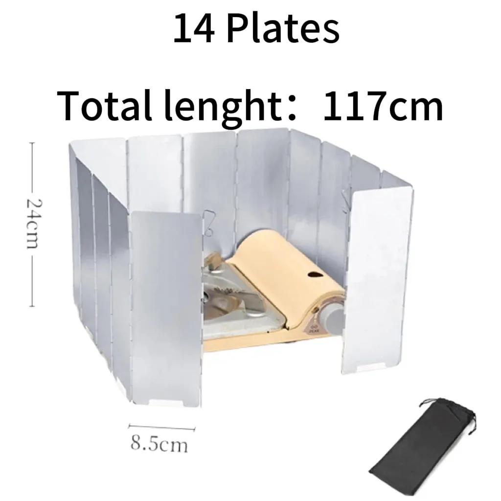 Aluminum Alloy Camping Stove Windscreen – Adjustable Windproof Shield with Storage Bag