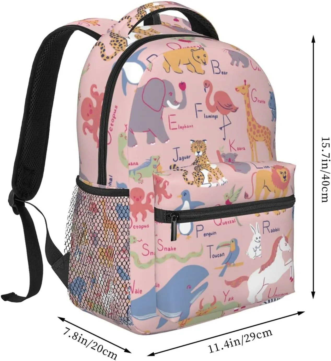 Animal Name Alphabet Chart A B C Backpack Lightweight Laptop Backpack Casual Daypack Travel Double Shoulder Bag For Women Men