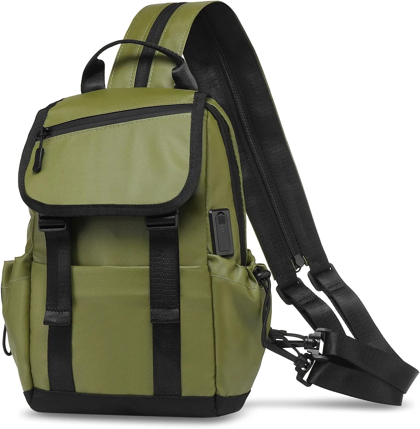 Anti Theft Mini Backpack, Convertible Sling Bag for 11 Inch Pads with USB Charge Port, Lightweight One Strap Casual Pack for Women Men (Dark Green)