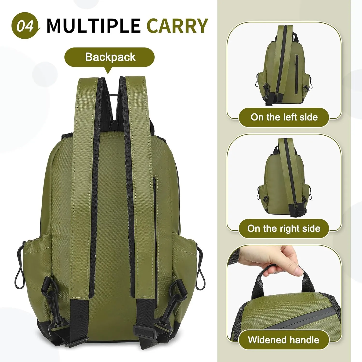 Anti Theft Mini Backpack, Convertible Sling Bag for 11 Inch Pads with USB Charge Port, Lightweight One Strap Casual Pack for Women Men (Dark Green)