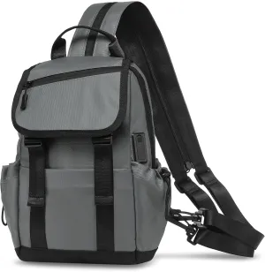 Anti Theft Mini Backpack, Convertible Sling Bag for 11 Inch Pads with USB Charge Port, Lightweight One Strap Casual Pack for Women Men (Gray)
