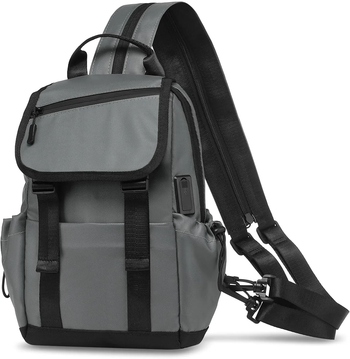 Anti Theft Mini Backpack, Convertible Sling Bag for 11 Inch Pads with USB Charge Port, Lightweight One Strap Casual Pack for Women Men (Gray)