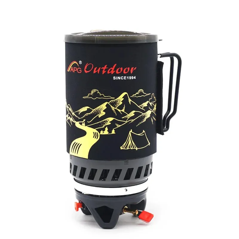 APG Portable 1400ml Cooking System Outdoor Hiking Camping Stove Heat Exchanger Propane Gas Burners