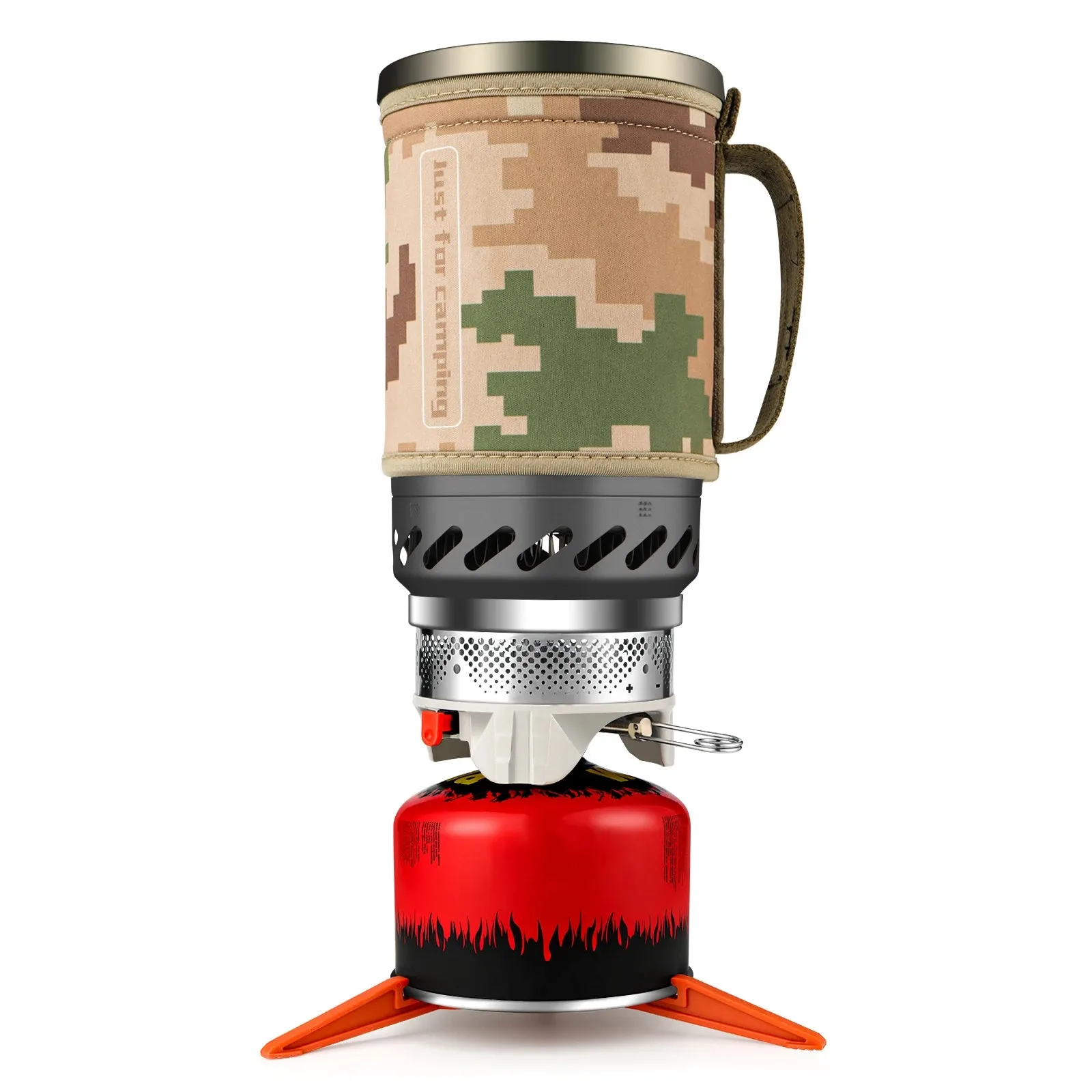 APG Portable Cooking System Outdoor Hiking Stove Heat Exchanger Pot Propane Gas Burners 1400ml