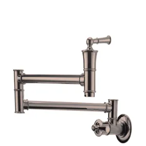 Aquarius Pot Filler Commercial Wall Mount Stove Faucet, Brass Pot Filler Folding Faucet Over Stove, Kitchen Pot Faucet with Double Joint Swing Arms - APS196-BN