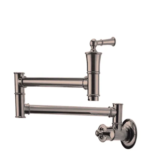 Aquarius Pot Filler Commercial Wall Mount Stove Faucet, Brass Pot Filler Folding Faucet Over Stove, Kitchen Pot Faucet with Double Joint Swing Arms - APS196-BN