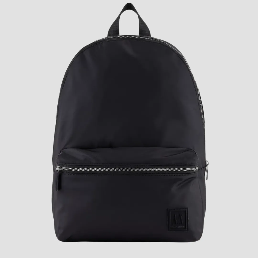 Armani Lightweight Silver Zip Backpack in Black