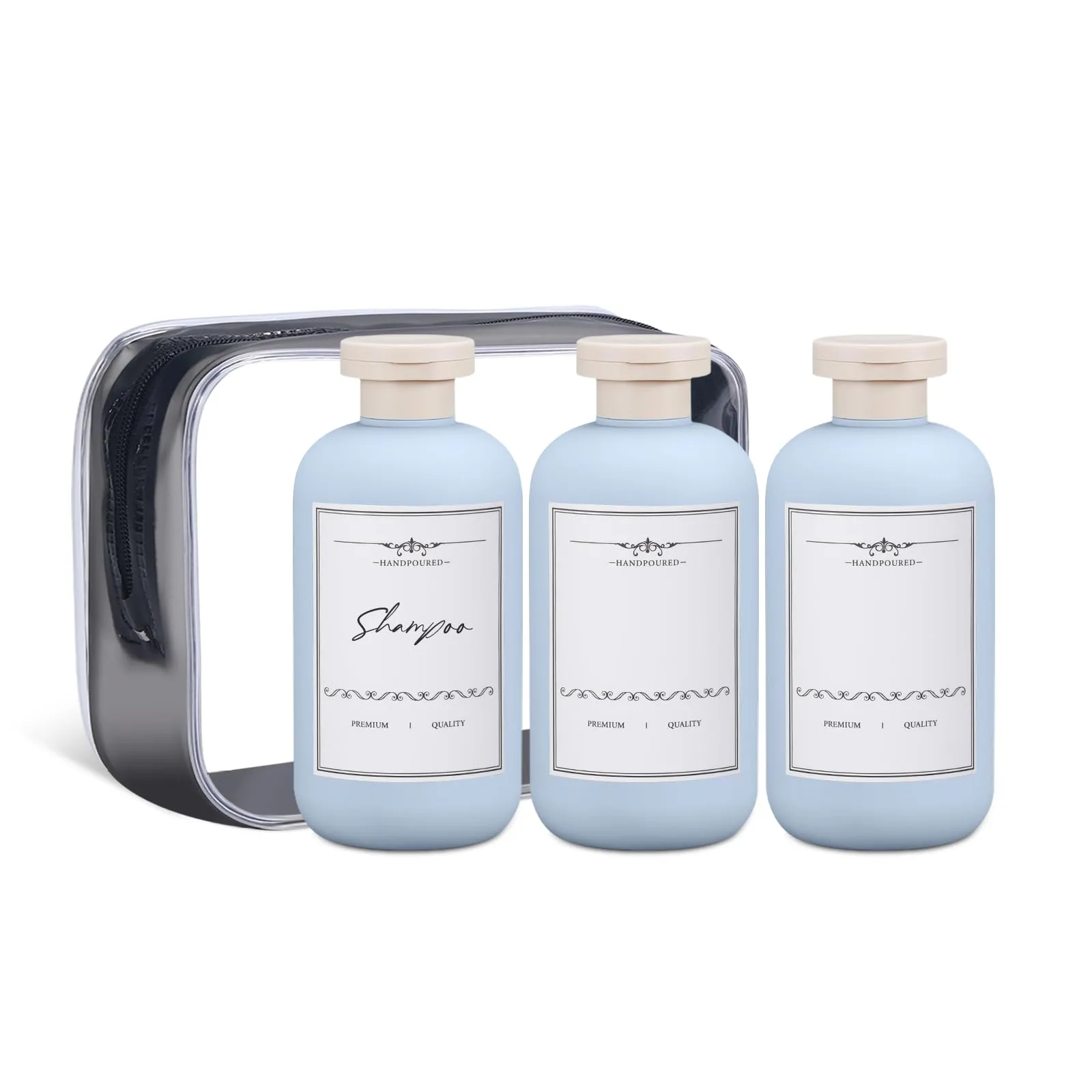 ASEVAT 10 oz Plastic Travel Refillable Shampoo and Conditioner Bottles, Plastic Travel Bottles for Toiletries, Plastic Squeeze Bottles with Flip Cap for Lotion, Cream and Liquids (3Pcs)