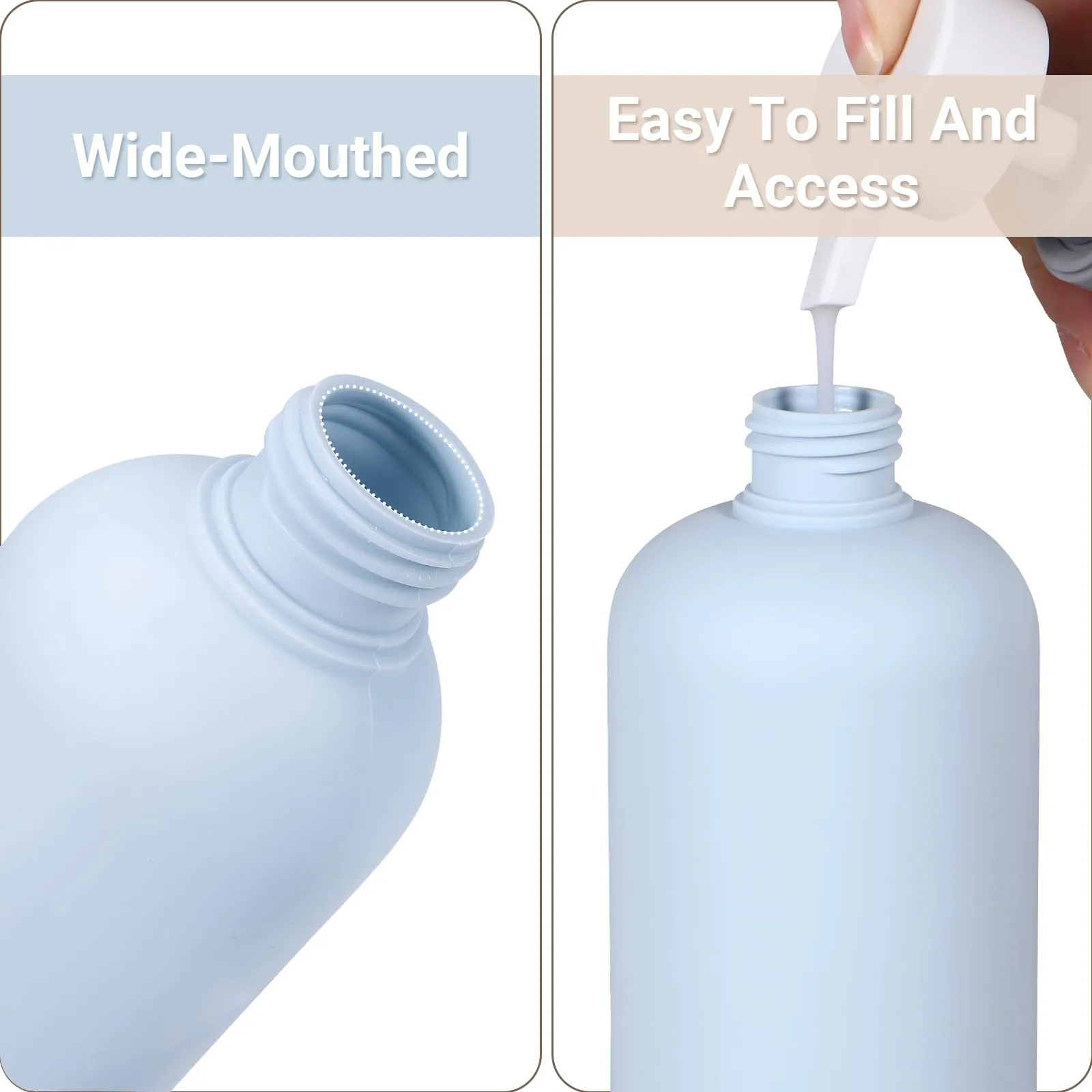 ASEVAT 10 oz Plastic Travel Refillable Shampoo and Conditioner Bottles, Plastic Travel Bottles for Toiletries, Plastic Squeeze Bottles with Flip Cap for Lotion, Cream and Liquids (3Pcs)