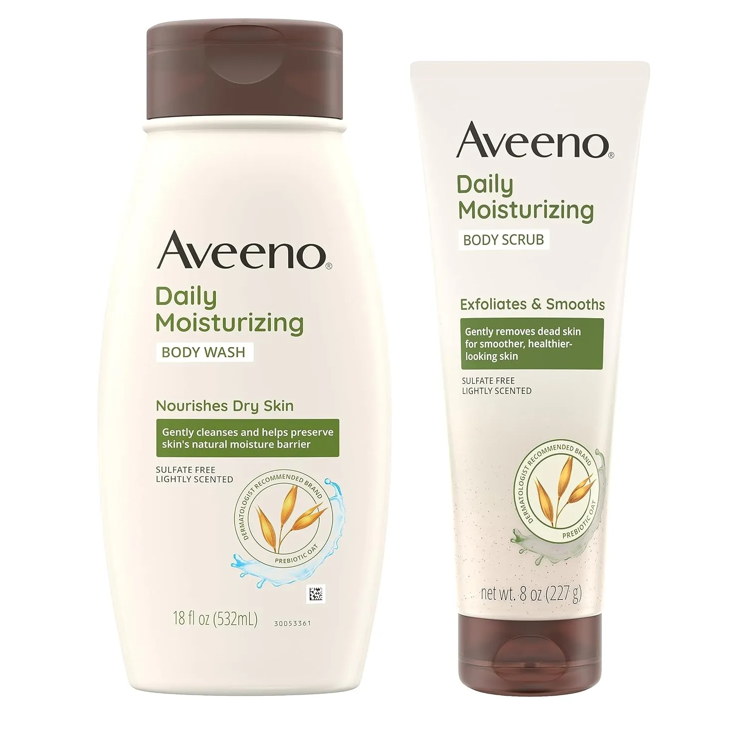 Aveeno Daily Moisturizing Bundle with Body Wash, 18 oz, & Scrub, 8 oz.