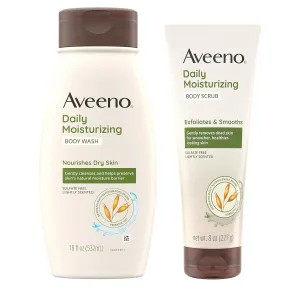 Aveeno Daily Moisturizing Bundle with Body Wash, 18 oz, & Scrub, 8 oz.