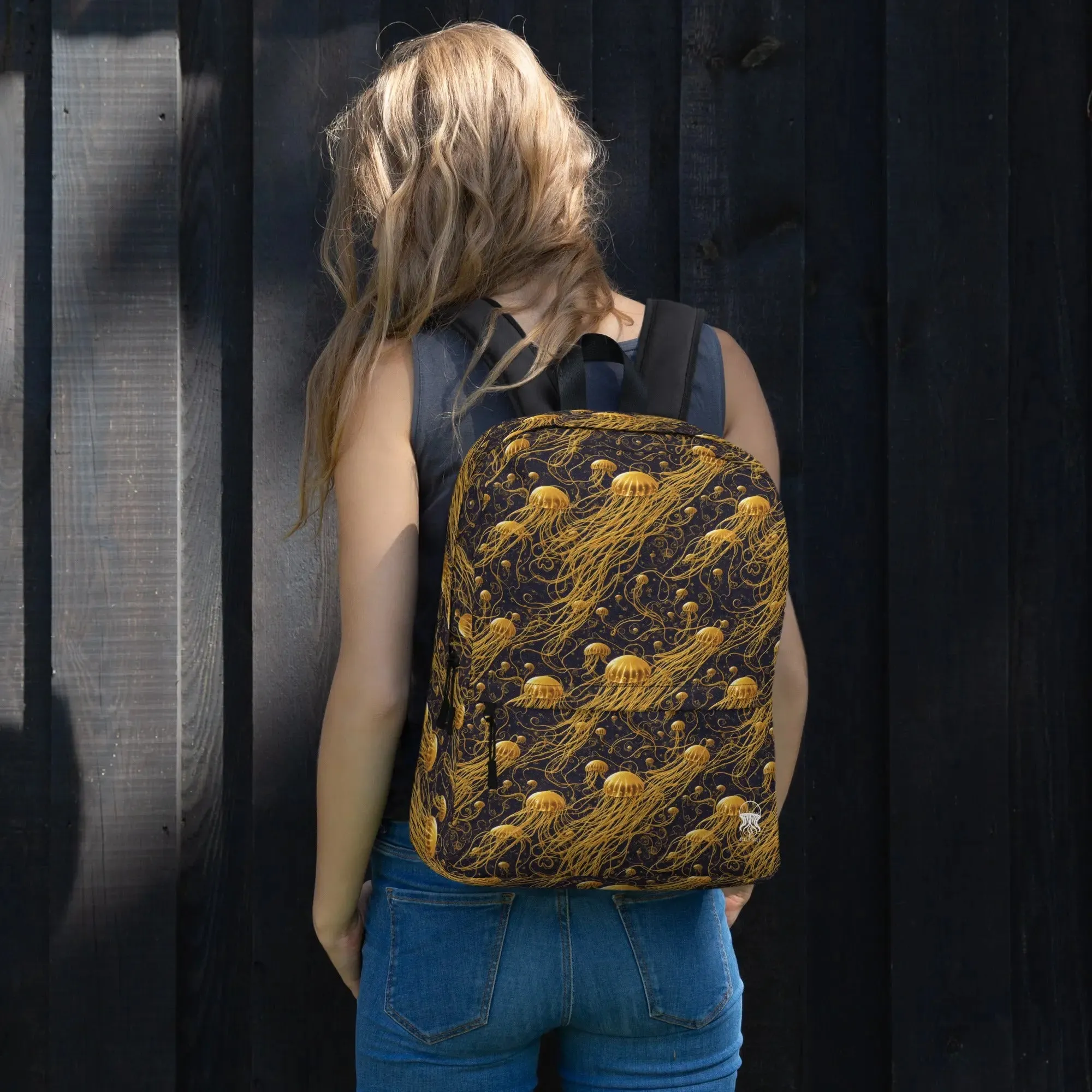 Backpack - Black and Gold Jellyfishes