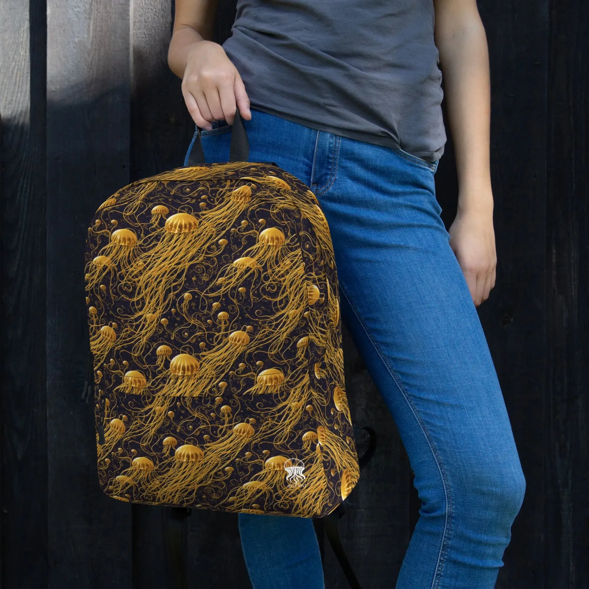 Backpack - Black and Gold Jellyfishes