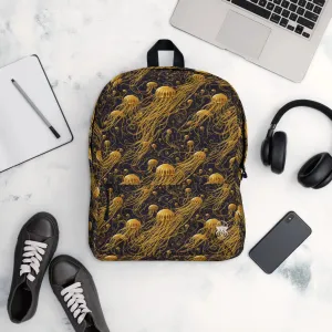 Backpack - Black and Gold Jellyfishes
