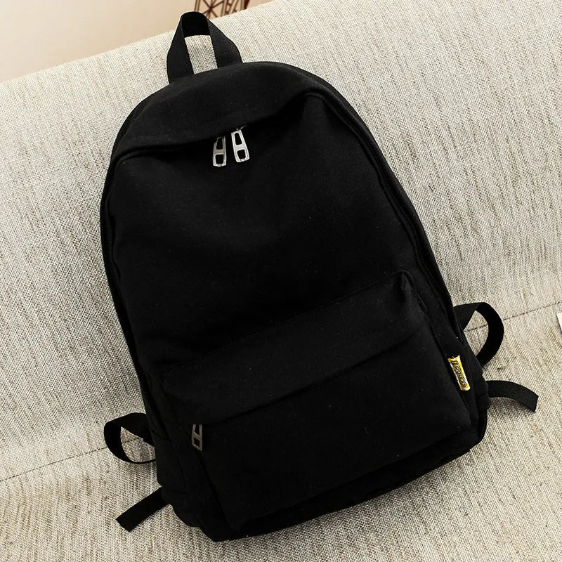 Backpack Women Korean Style Canvas Pure Color Simple