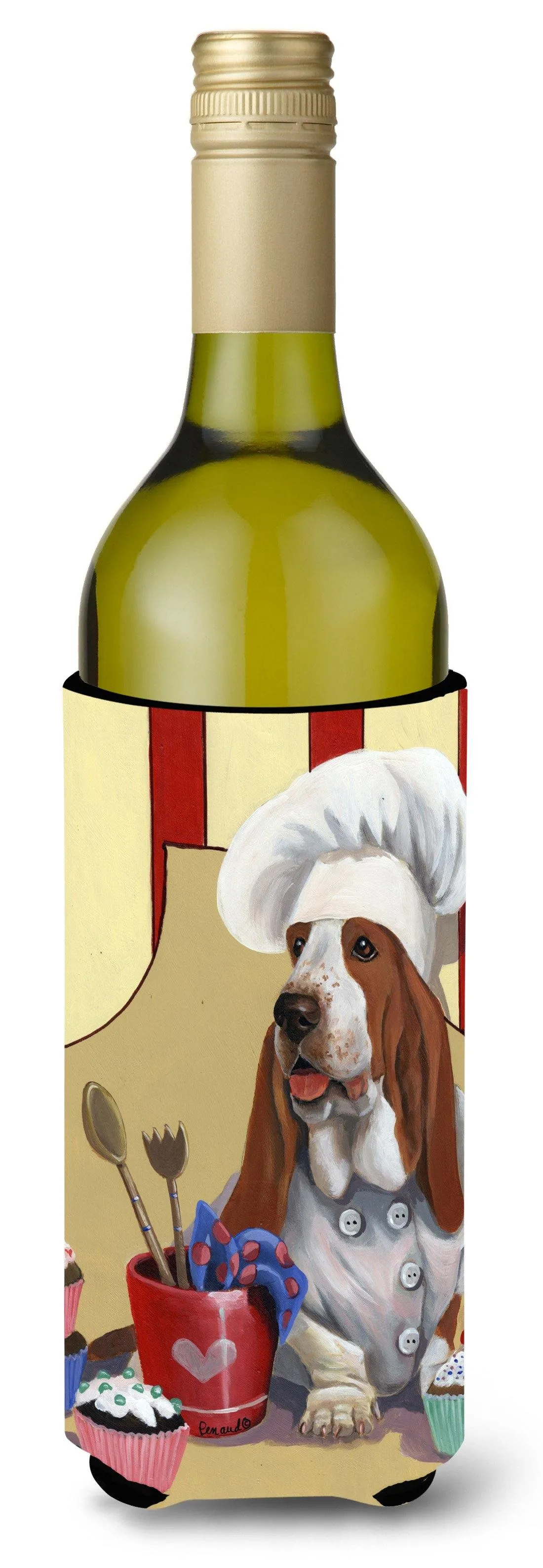 Basset Hound Cupcake Hound Wine Bottle Hugger PPP3011LITERK