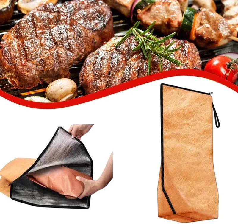 BBQ Blanket for Resting Meat, Reusable Insulated Meat Blanket with Zipper, Foldable and Lightweight BBQ Bag for Outdoor Grilling, Smoking, and Keeping Meat Tender and Juicy (BBQ Bag, 1)