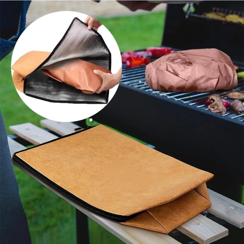 BBQ Blanket for Resting Meat, Reusable Insulated Meat Blanket with Zipper, Foldable and Lightweight BBQ Bag for Outdoor Grilling, Smoking, and Keeping Meat Tender and Juicy (BBQ Bag, 1)