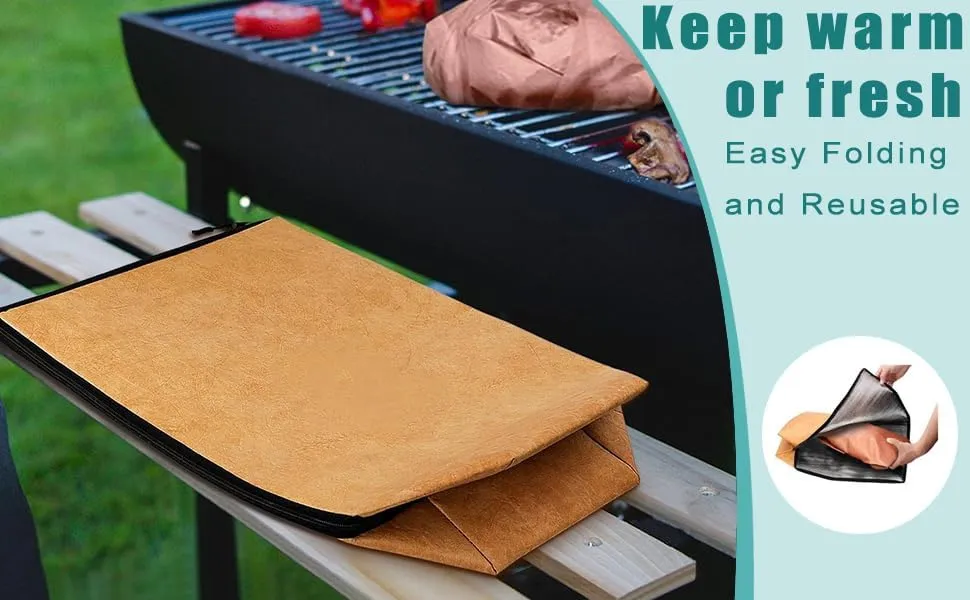 BBQ Blanket for Resting Meat, Reusable Insulated Meat Blanket with Zipper, Foldable and Lightweight BBQ Bag for Outdoor Grilling, Smoking, and Keeping Meat Tender and Juicy (BBQ Bag, 1)
