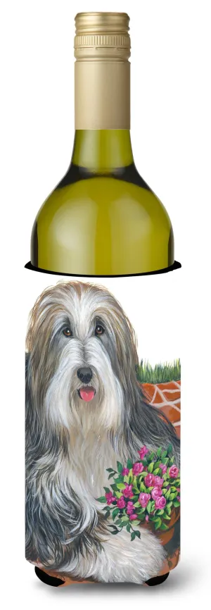Bearded Collie Pot of Roses Wine Bottle Hugger PPP3141LITERK
