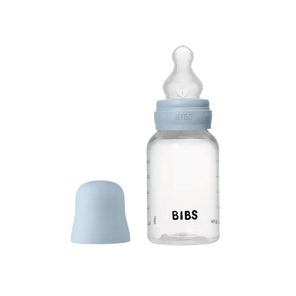 BIBS BPA-Free PP Baby Bottle Round Silicone 1 pack 150 ml Slow Flow Baby Blue (Min. of 2 PK , multiples of 2 PK)