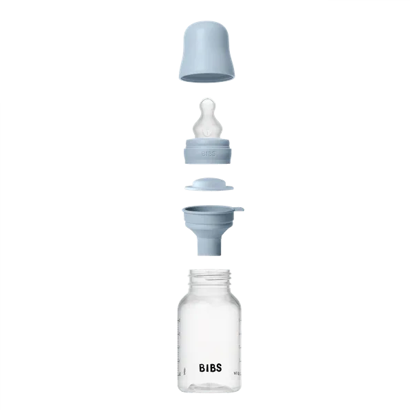 BIBS BPA-Free PP Baby Bottle Round Silicone 1 pack 150 ml Slow Flow Baby Blue (Min. of 2 PK , multiples of 2 PK)
