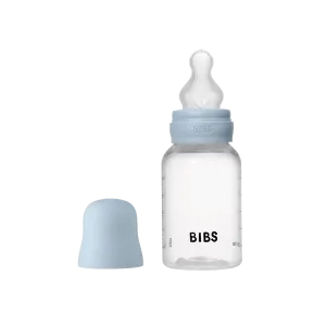 BIBS BPA-Free PP Baby Bottle Round Silicone 1 pack 150 ml Slow Flow Baby Blue (Min. of 2 PK , multiples of 2 PK)