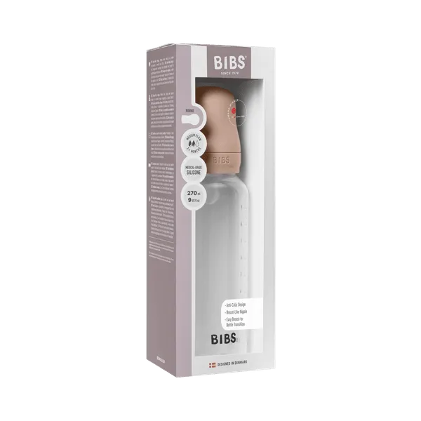 BIBS BPA-Free PP Baby Bottle Round Silicone 1 pack 270 ml Medium Flow Blush (Min. of 2 PK , multiples of 2 PK)