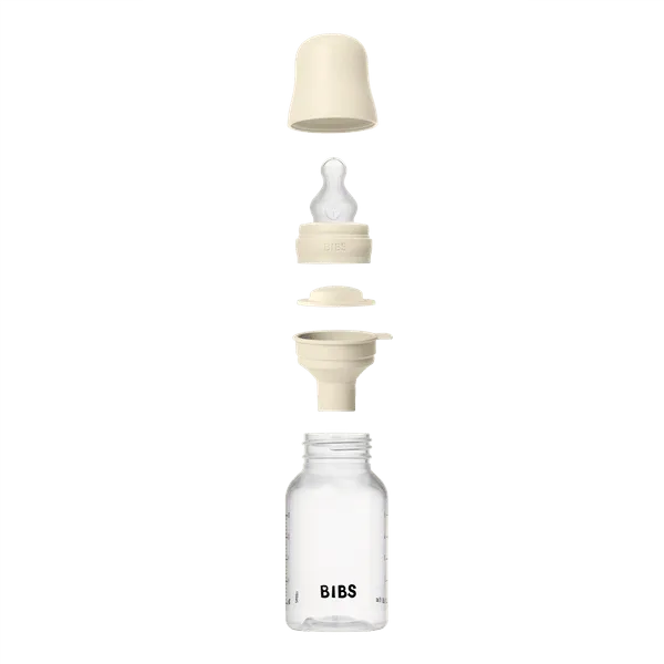 BIBS BPA-Free PP Baby Bottle Round Silicone 2 pack 150 ml Slow Flow Ivory (Min. of 2 PK , multiples of 2 PK)